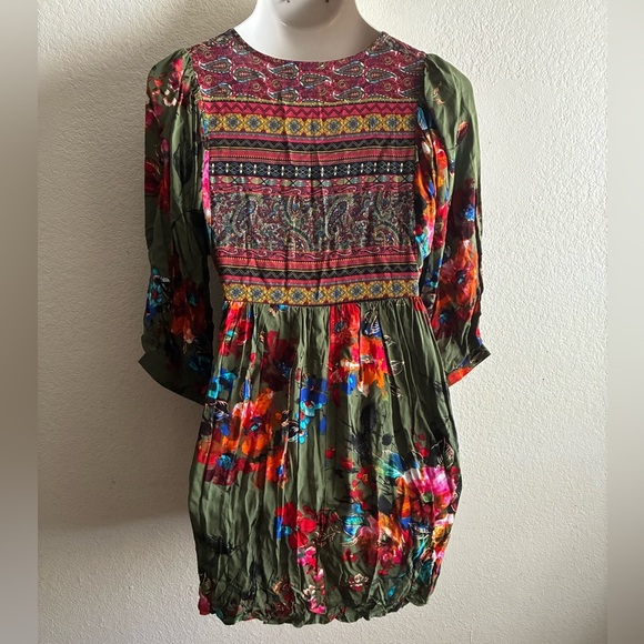 🆕Umgee Women's Olive Bohemian Multi-prints  Tunic Dress S🆕 - Picture 3 of 11